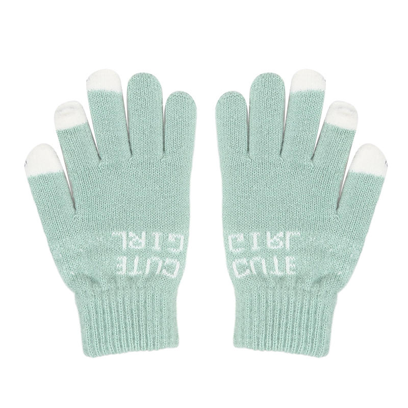 Winter Knitted Gloves Cute Thicken Warm Outdoor Touch Screen Leaky Finger Cold Proof Comfortable Cycling Gloves 1/2/3/4/5 Pairs