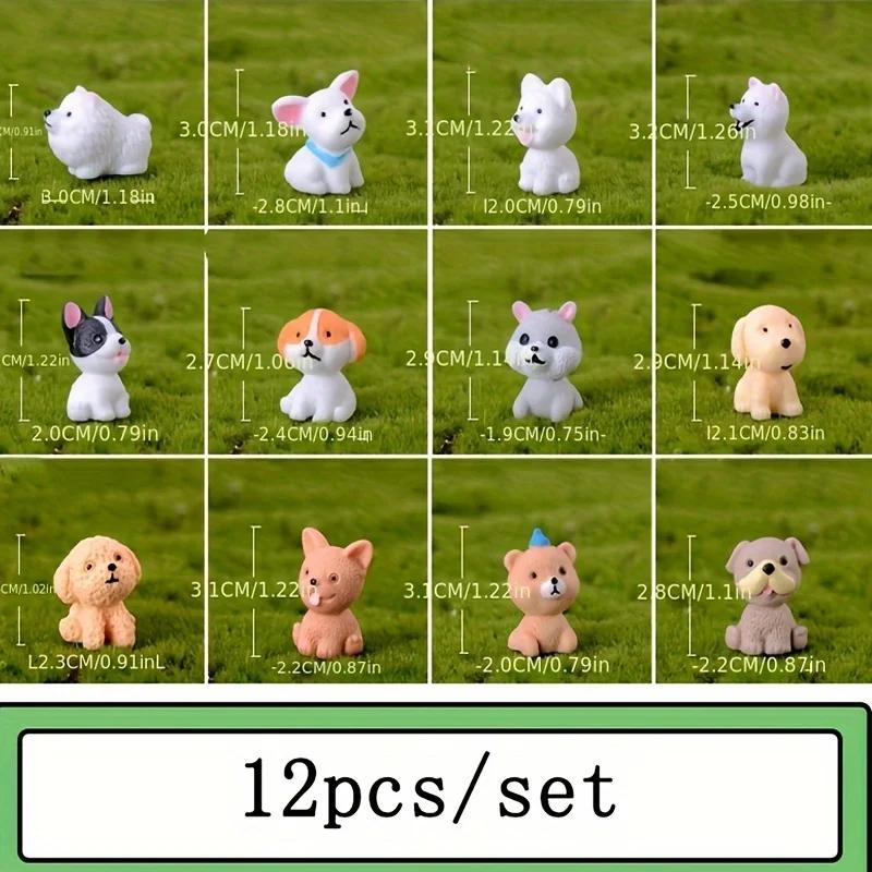 

12 шт. кукольный домик смоляные украшения мини милый щенок микро пейзаж смоляные креативные имитационные мультяшные украшения для собак