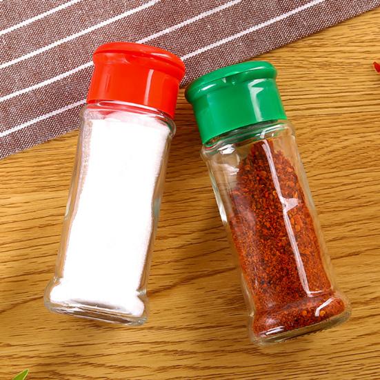 Kořenka s víčkem Průhledná Odnímatelná Znovu použitelná Plnitelná Multifunkční 4 barvy Malé nalévací otvory Nádobka na koření Kuchyňské doplňky