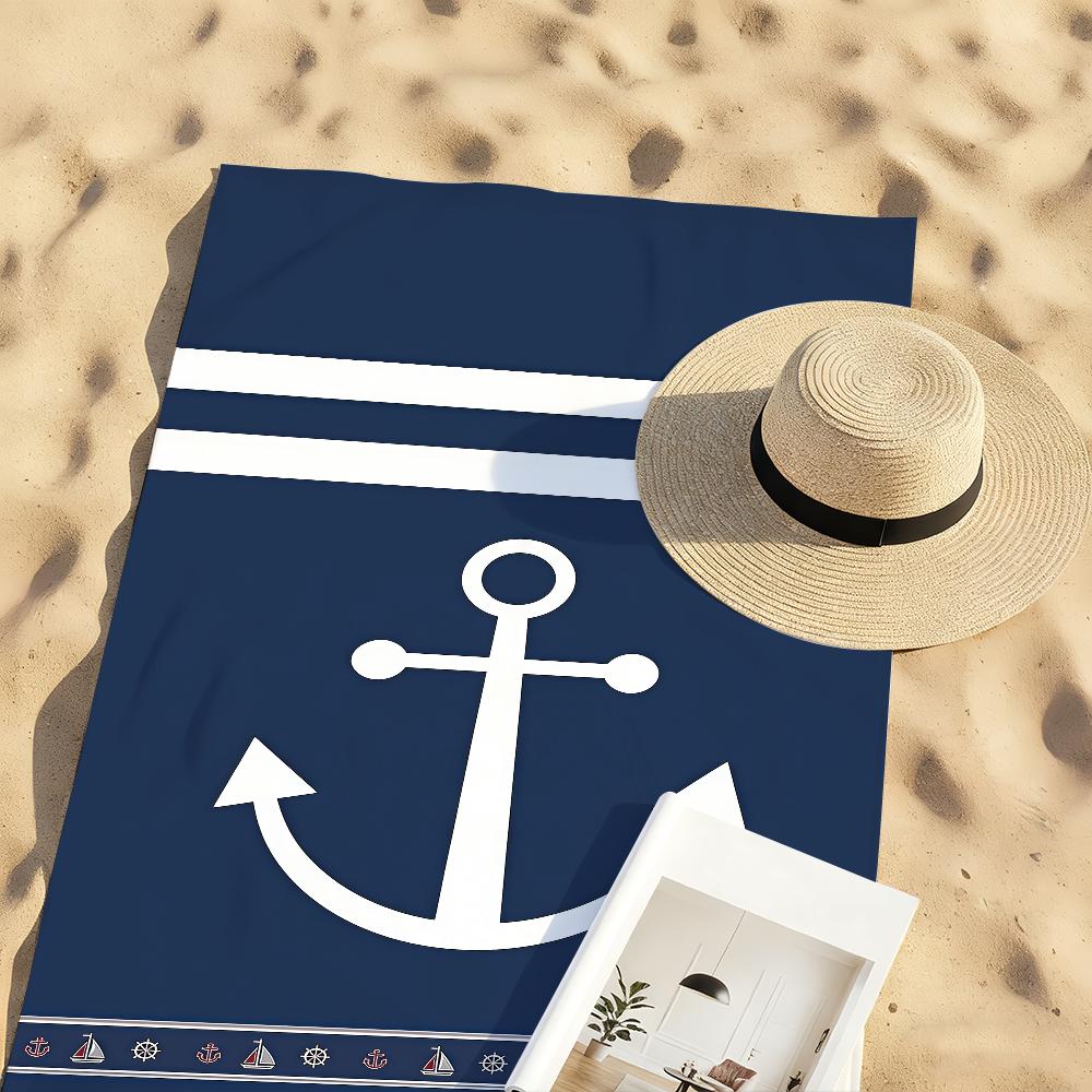 Navy Stripes Anchor Towel Quick Drying Beach Towels Are Suitable For Swimming Pools Camping Yoga And The Gym