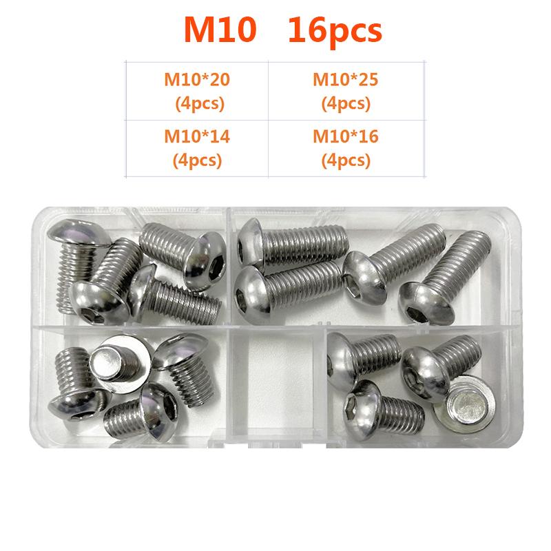 304 Stainless Steel Hexagon Hex Socket Head Button Allen Screw Set M2 M2.5 M3 M4 M5 M6 M8 M10 Allen Hex Socket Button Head Screw