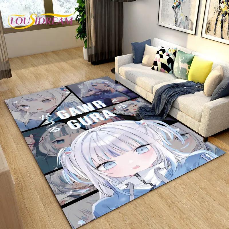 Gawr Gura Hololive Cute Anime Shark Area Rug,Carpet Rug for Living Room Bedroom Sofa Doormat Decoration, Kids Non-slip Floor Mat