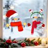 Christmas Glass Decorations Snowman Static Stickers, Simple Window Clings, Waterproof PVC Clings Cute Party Supplies for Home Store Windows,