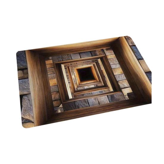 3D Hole Floor Rug Optical Illusion Floor Mat Realistic Bottomless Pit Doormat Non-Slip Bathroom Rug