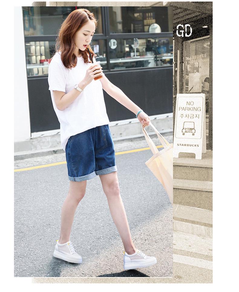 2024 Women's Genuine Leather Low-Top Autumn Sandals - Breathable, Thick-Soled, White Platform Shoes with Inner Height Boost.