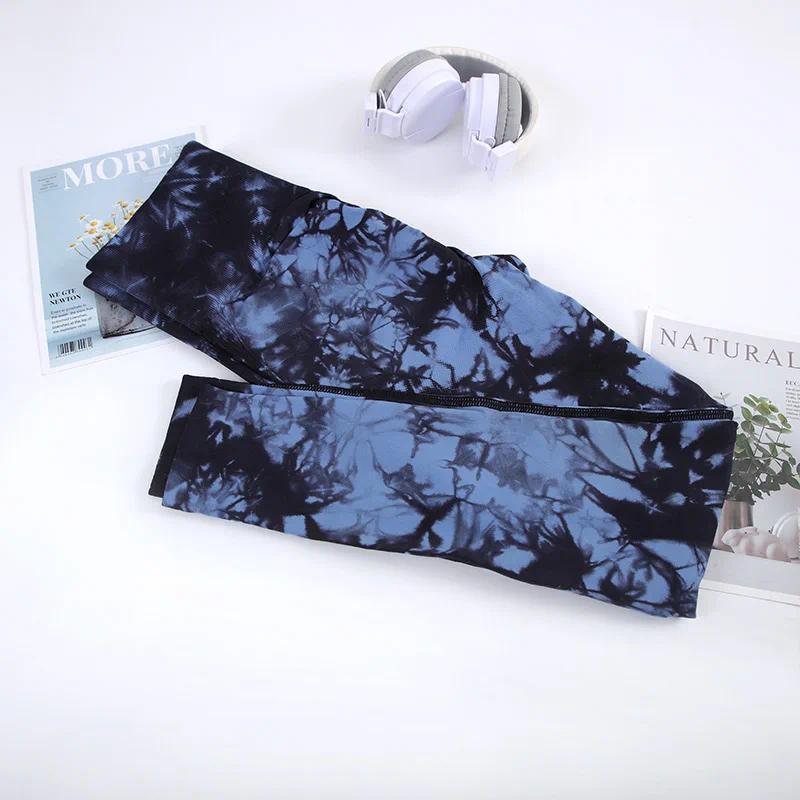 2023 Women's High-Waist Tie-Dye Seamless Butt-Lifting Yoga Pants with Jacquard Design