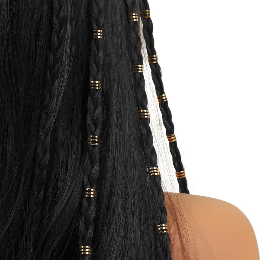 40pcs Metal Cuff Clips Hollow Out Hair Ring Hair Braiding Hair Braid Tubes Dreadlocks Beads Women