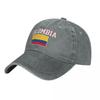 Unisex Adult Colombia Flag Colombian Fans Charcoal Washed Denim Baseball Cap Unisex Classic Vintage Cotton Dad Trucker Hat