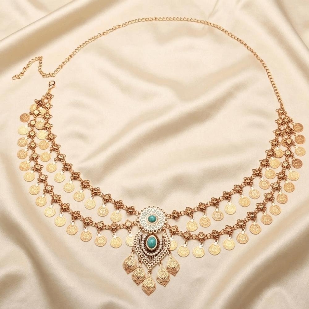 Elegant Belly Dance Waist Chain Double-Layer Body Chain Waist Jewelry Summer Dress Accessory