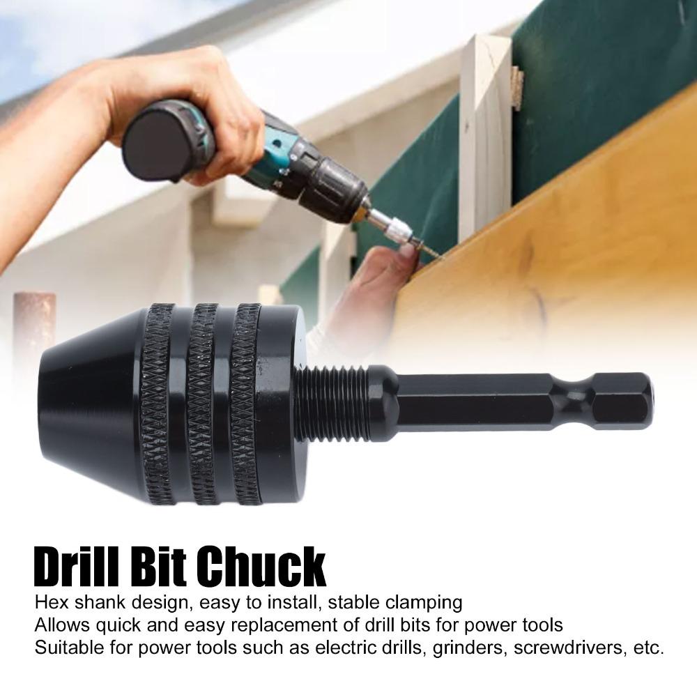 Black Hex Shank Chuck 1/4 Inch Drill Bit Chuck Tool Keyless Drill Chuck  Grinding Machine