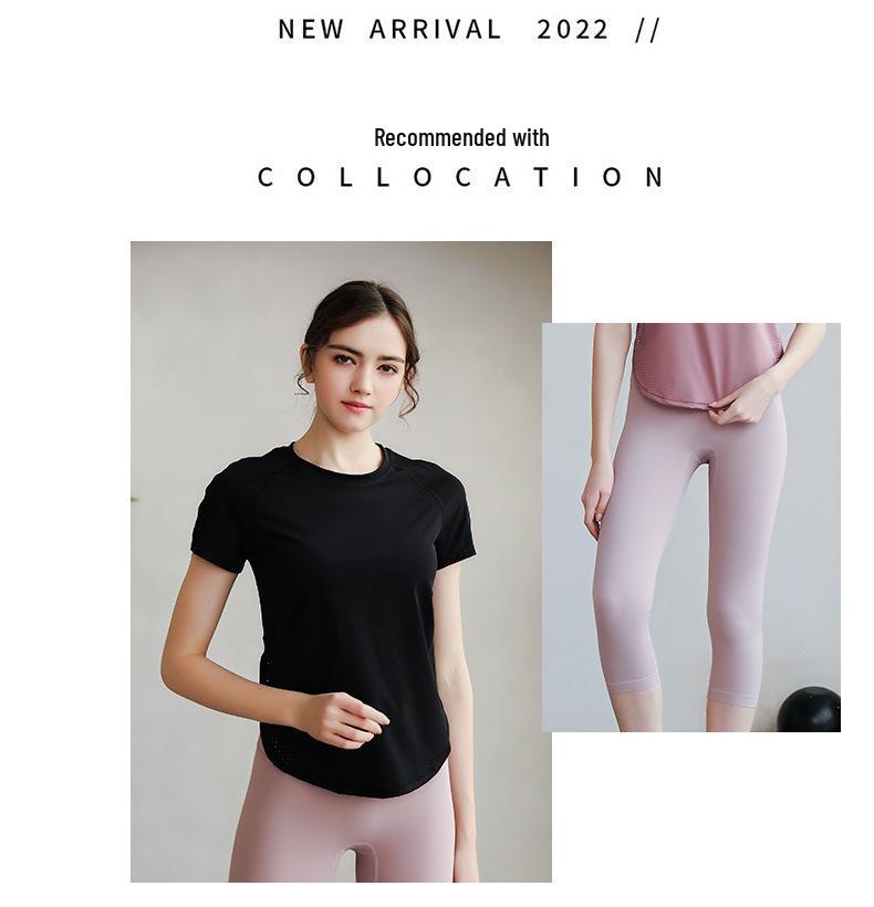 Women's Quick-Dry Short Sleeve Yoga Top - Loose Fit, Nylon, Summer Sportswear