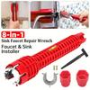 8 IN 1 Sink Faucet Wrench Plumbing Repair Tool Handle Double Head Wrench Spanner Tool Installer Ratchet Wrench Set for Bathroom 5 IN 1