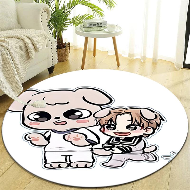 1pc Kpop Team8 Design Printed Area Round Carpet for Bedroom Living Room Home Decor Rugs Mat Non Slip Mat Rug for Bedside