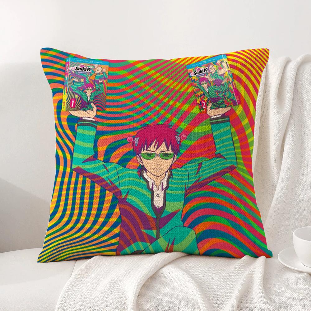 Disastrous Life S-Saiki K Cushion Cover Summer Coolness Linen Fabric Double-Sided Printing Pillow Case Sofa Home Decor Gift