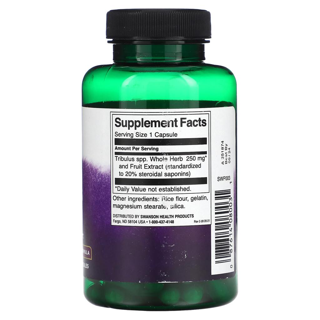 Swanson Mega Tribulus Extract, 250 Mg, 120 Capsules