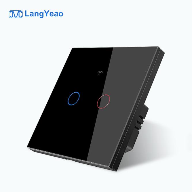 LangYeao EU UK 1/2/3/4 Gang Tuya WiFi Smart Switch Light Alexa Voice Control Touch Glass Wall Wireless No/With Neutral Wire