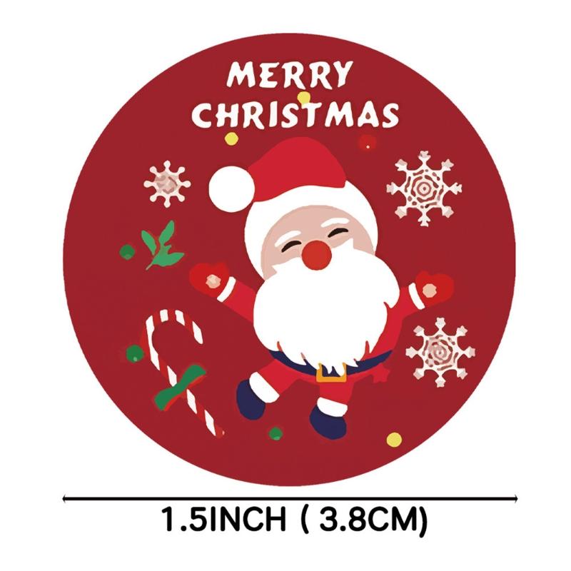 Roll of 500Pcs Classic Red Christmas Sticker Christmas Cards Gift Box Decorations Sealing Adhesive Label Xmas Supplies