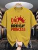 Unisex Summer Short Sleeve Tee Dad Of The Birthday Princess Crown Print Casual Loose Crew Neck Fashion Streetwear Daily Basic Top