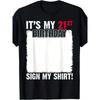 21. Geburtstag T-Shirt für Männer & Frauen - 21 Jahre Zahl 21 Aufdruck mit Unterschriften-Stil Design - Baumwolle Lässiges Party-Outfit für die 21. Geburtstagsparty,