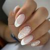 24Pcs Pink Matte French Leopard Square Coffin Press On Nails Artificial Acrylic Fake Nails For Women