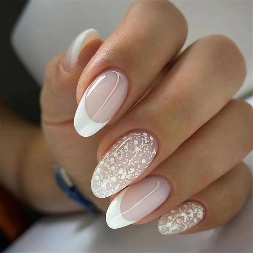 24Pcs Pink Matte French Leopard Square Coffin Press On Nails Artificial Acrylic Fake Nails For Women