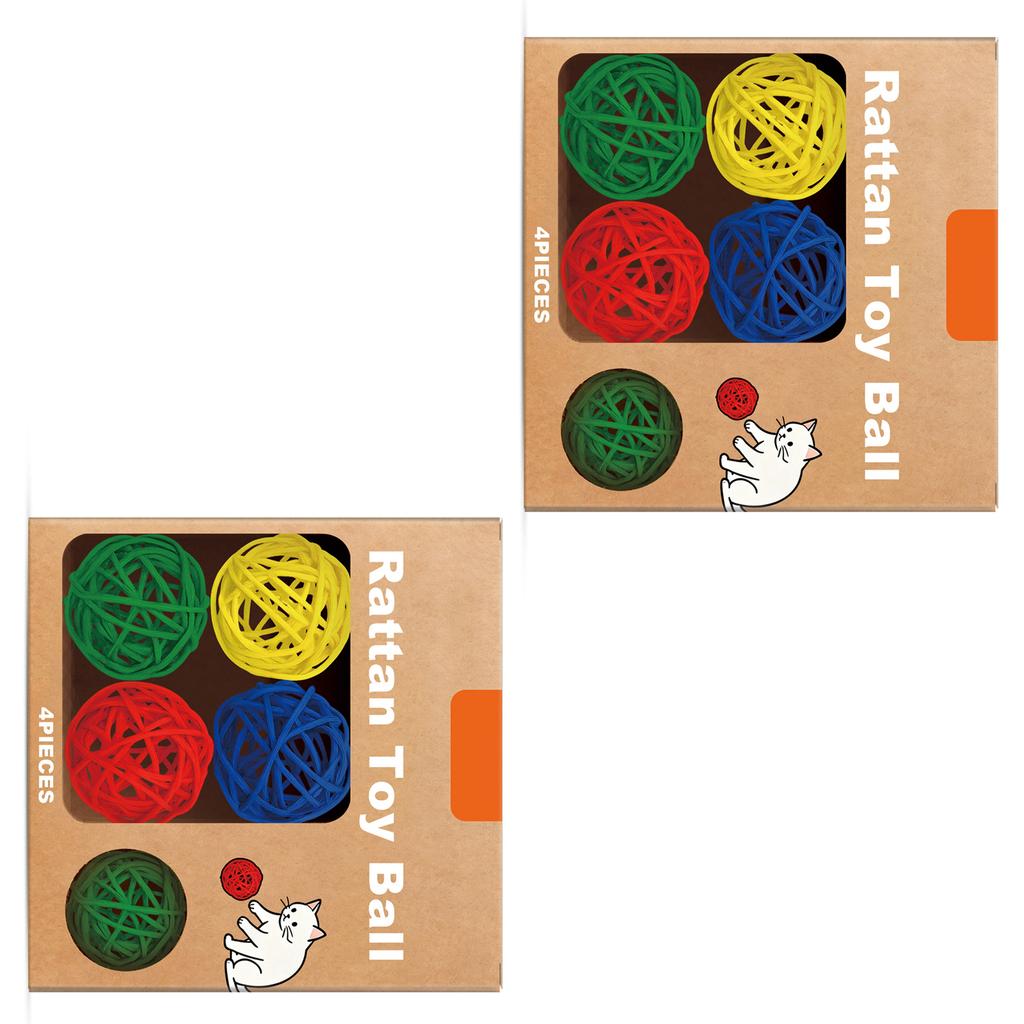 8pcs Cat Toy Ball Rattan Interactive Play Balls for Cats Stimulate Jumping Scratching Instincts Bonding Fun Lightweight