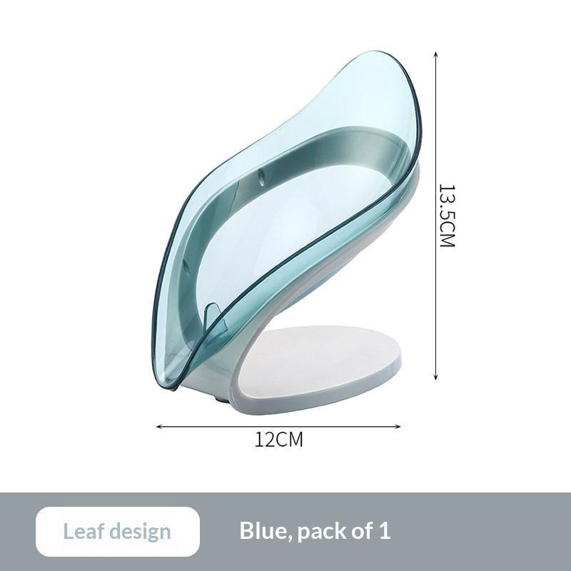 Leaf Shape Bathroom Soap Dish Non-slip Drainable Sponge Storage Case Soap Holder for Shower Countertop синий