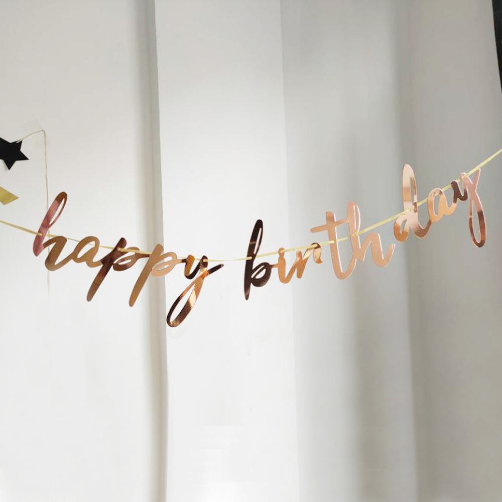 Happy Birthday Hat One-Piece Bronzing Flag Baby'S First Birthday Arrangement Banner Customization