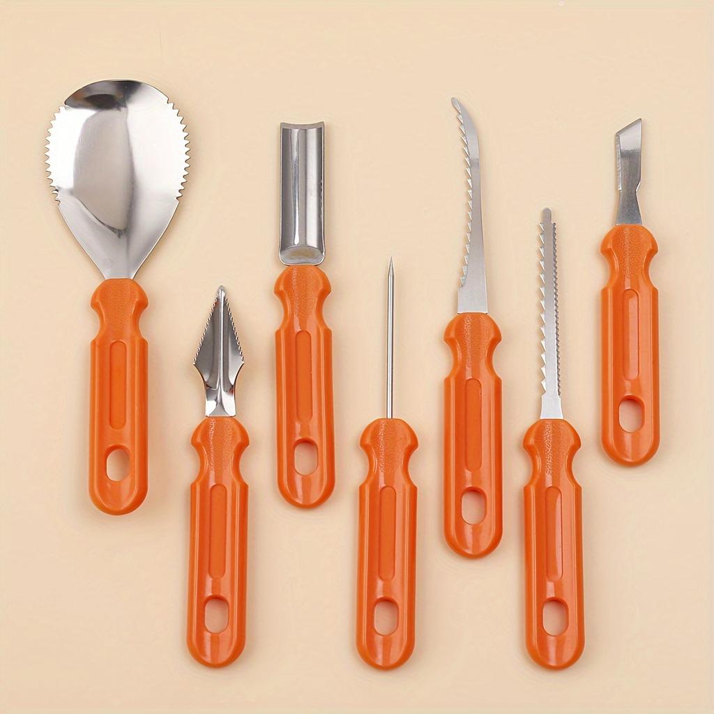 Halloween Pumpkin Carving Tools Set, 1 Set Stainless Steel Carving Knives, Multi functional Fruit Vegetable Sculpting DIY Kit for Halloween Decoration