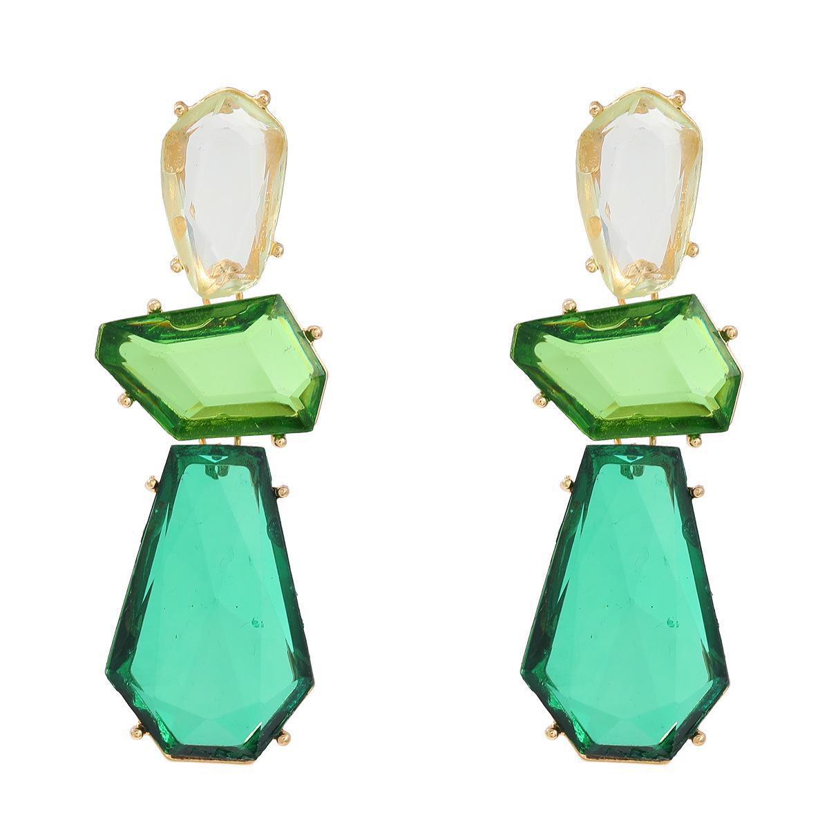 

Женские многослойные геометрические серьги из ацетата — смелые, красочные в европейском и американском стиле зелёный