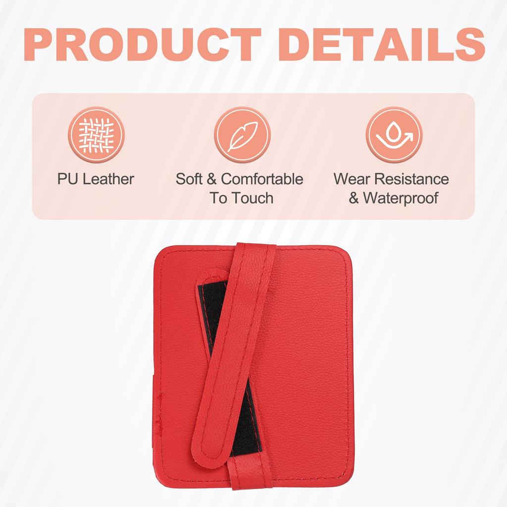 uxcell Car Sun Visor Organizer x Inch Leather Visor Card Holder for and Sun Visors Holds Credit and Sunglasses Red 6.02 4.76 Multi-Pocket Cars,