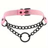 Personalized Fashion Punk Hip-Hop Gothic Peach Heart Shaped Chain Collar Necklace Trend Leather Love Heart Collar