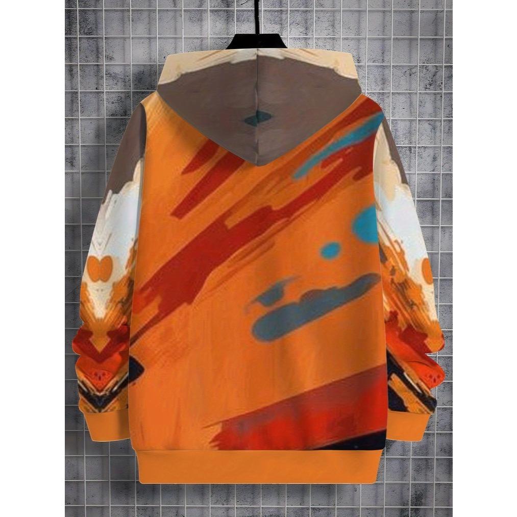 Boys' Street Sports Car Patterned Hoodie, Long Sleeved Pullover Casual Wear, Cartoon Fashion Style