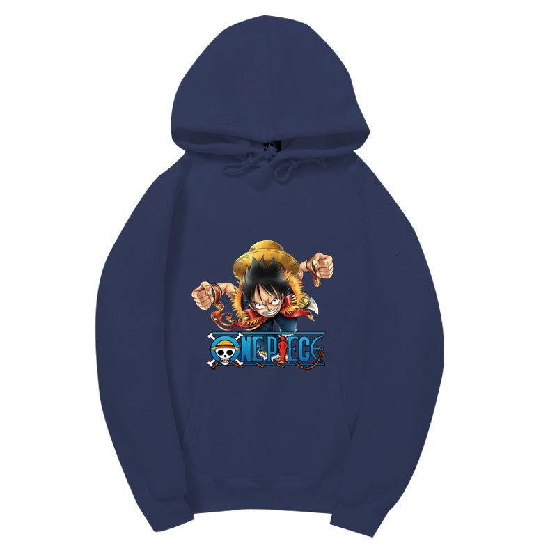 One Piece Monkey D. Luffy Hoodie, Anime Character Printed Pullover Hooded Sweatshirt Casual Long Sleeve Hoodie