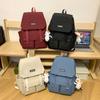 College Style Labeled Large Cover Double Pocket Student Schoolbag Spring New Large Capacity Junior High School Backpack