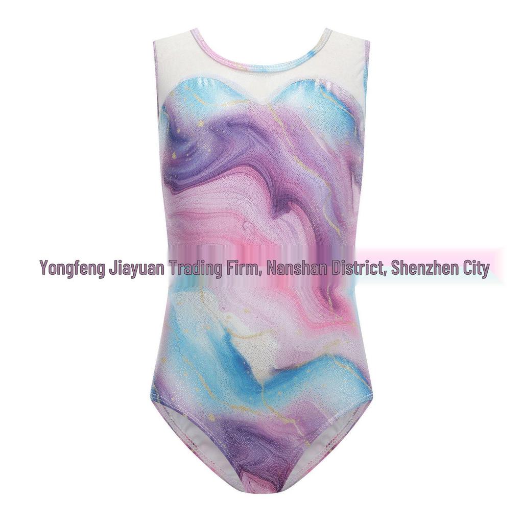 Silver Mesh Children's Gymnastics Leotard and Shorts Dancewear Set