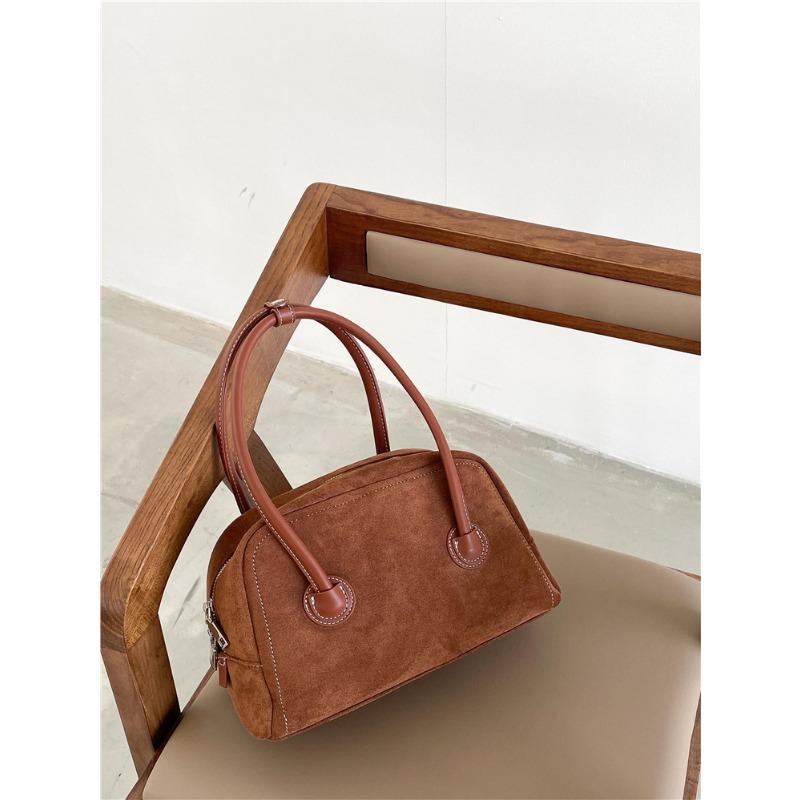Autumn and Winter Suede Large-capacity Commuter Bag Handbag Women's High-end Sense Niche Fashion Splicing Plush Handbag