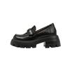 British small leather shoes women's spring and autumn new black platform retro student camellia inner height increase women