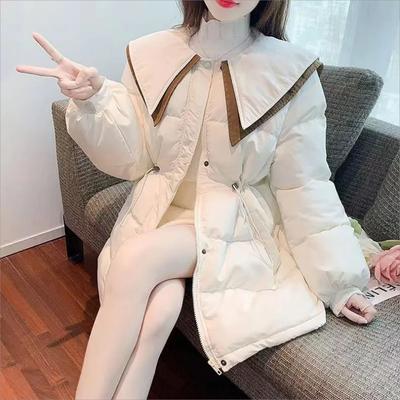 2026 New Autumn Winter Parkas Down Cotton-Padded Jacket Women Fashion Zipper Doll Collar Warm Outerwear Ladies Clothing