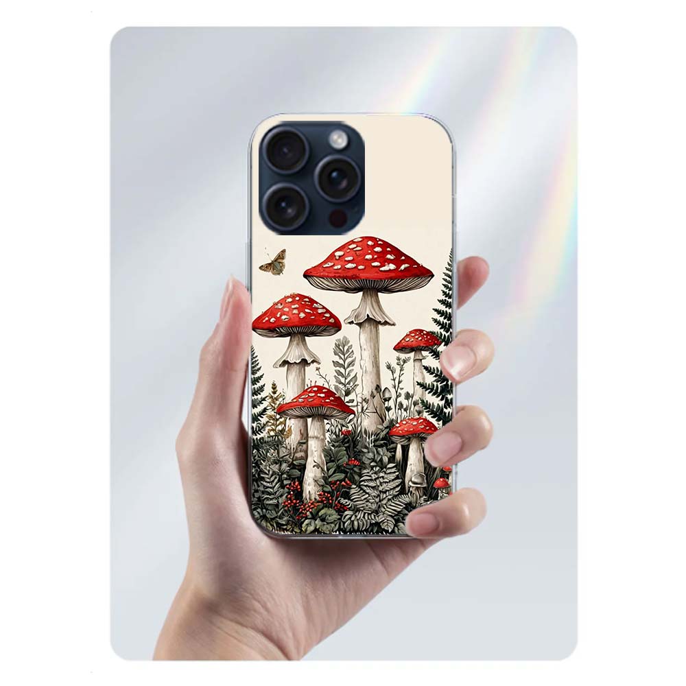 Colorful Mushroom Clear Phone Case For Iphone 17 Air 16 Pro Max 15 Pro 14 Plus 17E 16E 11 13 12 Mini Cover Cases Fundas Cell TPU