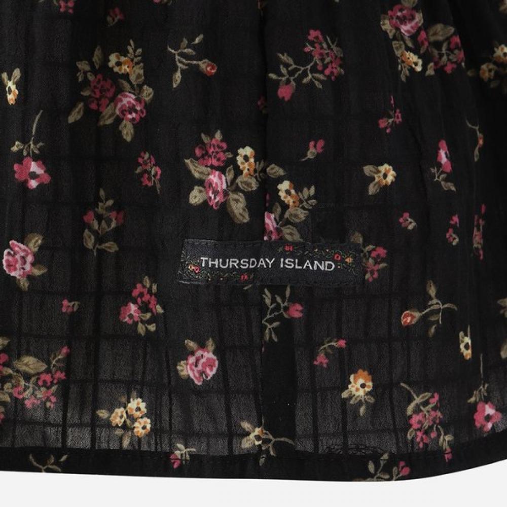 Thursday Island Women Flower Pattern Banding Blouse T264mbl276w