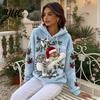 Winter Pullover Hoodie Damen Weihnachten Katze Aufdruck Hoodie, Übergroßes Langarm Sweatshirt, Tägliche Kleidung Sweatshirt Lässig Locker Kordelzug Kapuze