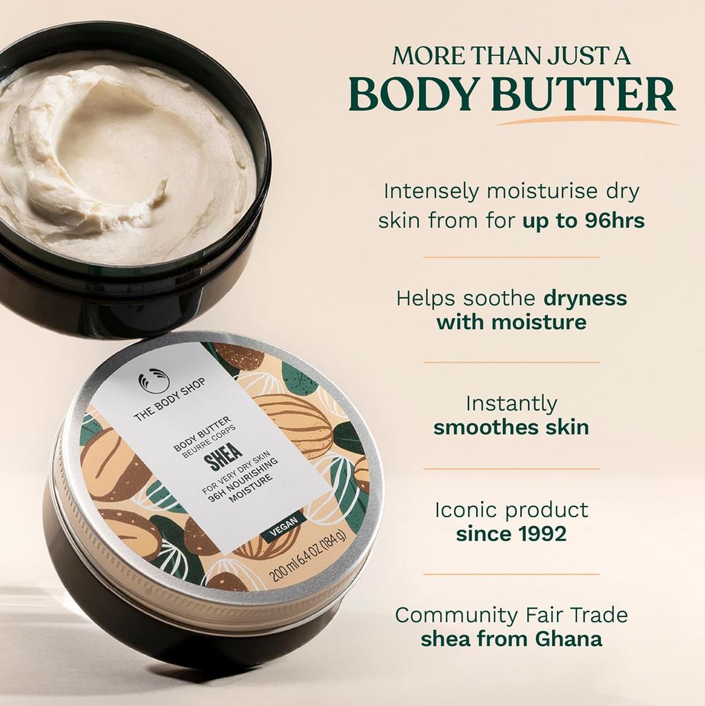The Body Shop Shea Body Butter 200 Ml Deep Nourishing Moisturizer For Very Dry Skin Long Lasting Moisture Vegan