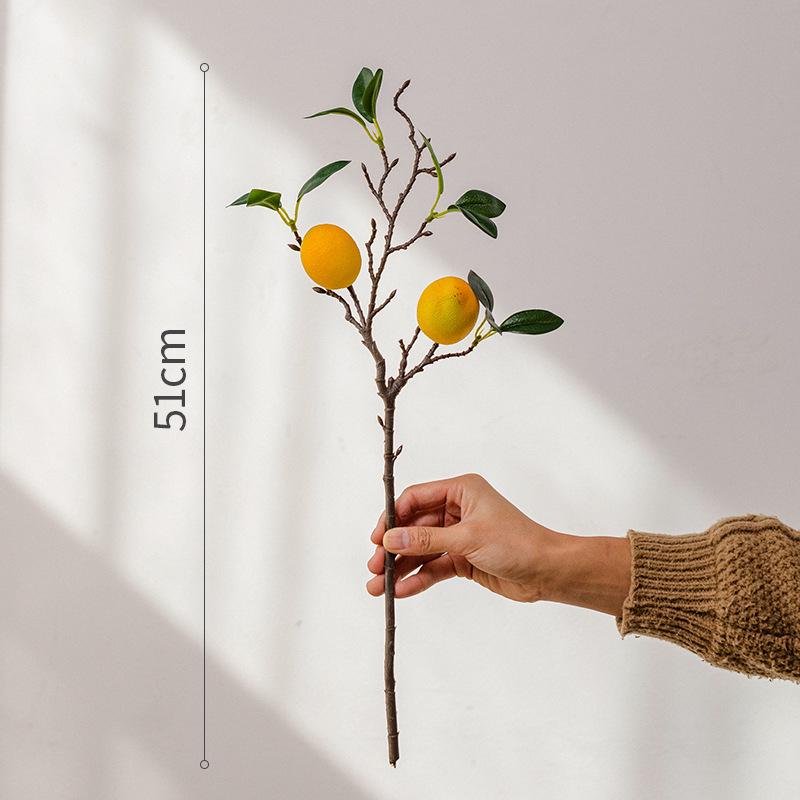 Бионическое цветочное искусство для гостиной: Высокая ветка искусственного цветка и композиция из имитации лимонов для украшения