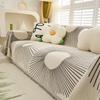 Linienmuster Sofaüberwurf, Wohnzimmer 3-Sitzer Sofabezug, Sofabezug Schutzhülle Vollständige Abdeckung Einteilig Quastenkanten-Dekoration