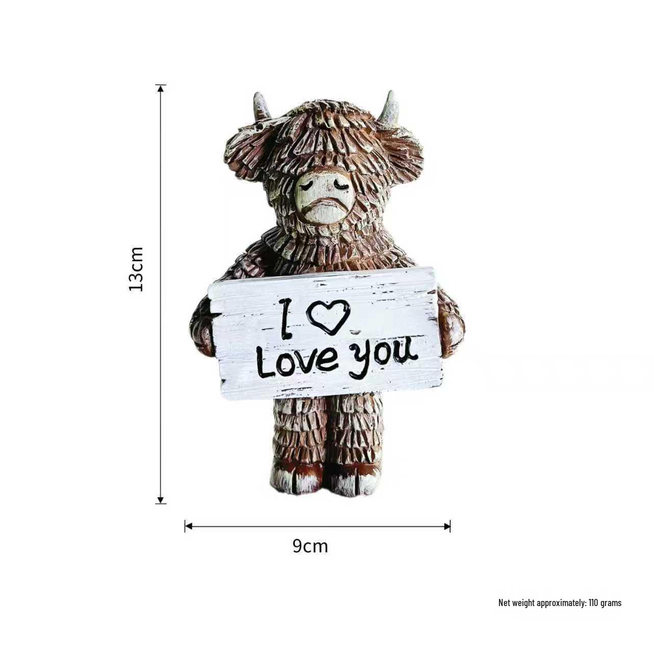 

Creative Highland Cattle Resin Statue: Desktop Ornament & Valentine s Day Gift