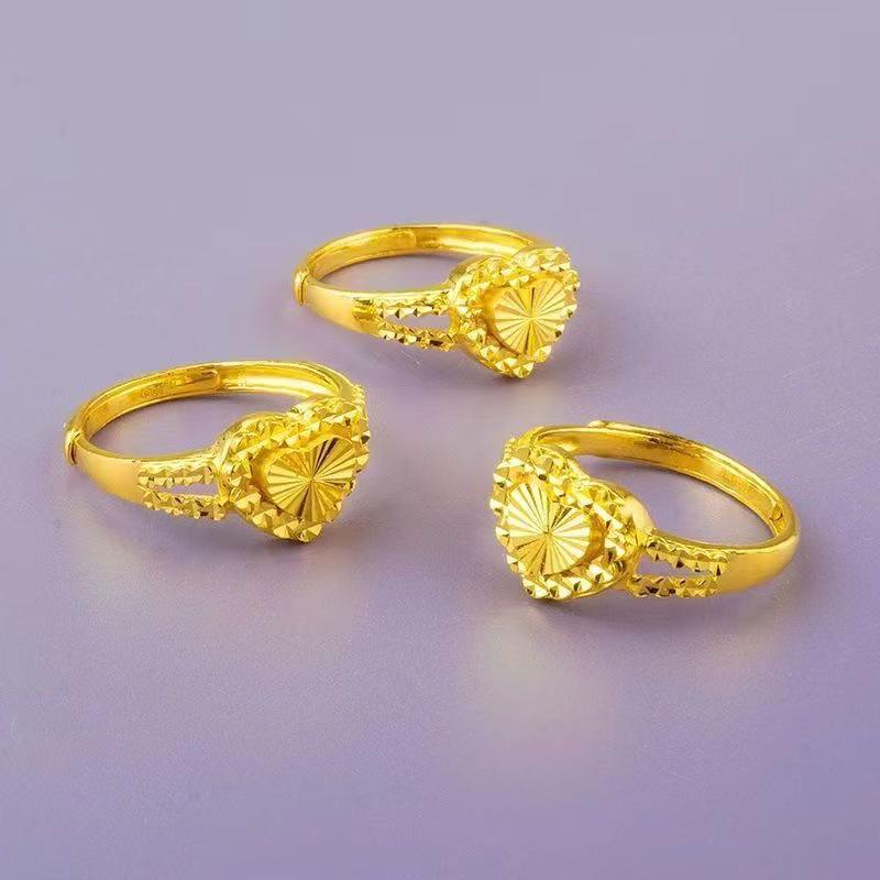 Gold Xin Xiang Yin Women s Heart Ring - Elegant Open-Ended, One Heart One Mind Design