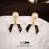 Elegant Gold-Plated Black Zircon Stud Earrings - Niche Design for a Luxurious Fashion Statement