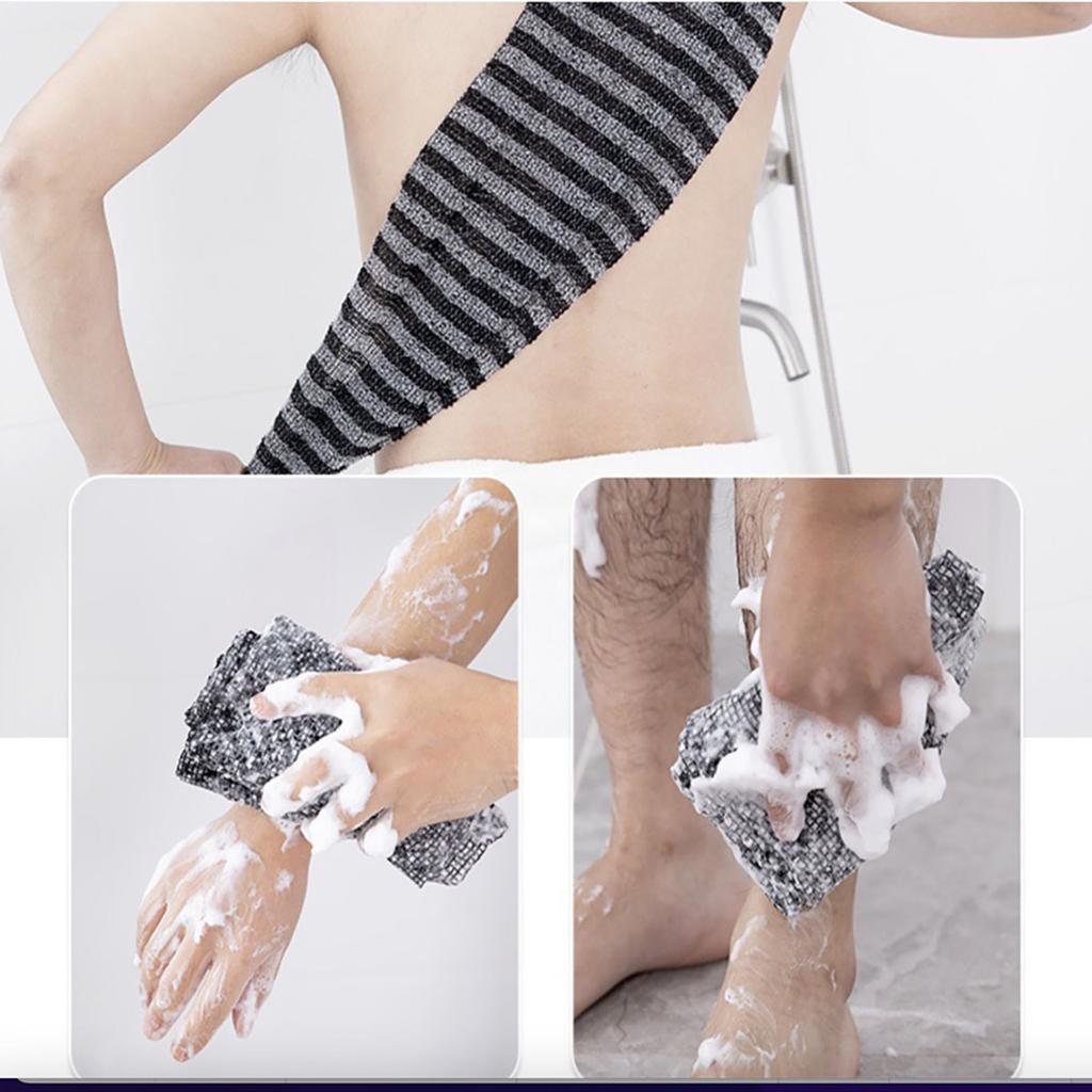 Eksfolierende vaskeklut Ryggskrubber for dusj for menn Sølv-ion multifunksjonsskum badehåndkle Ultralange eksfolierende håndklær