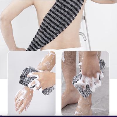 Gant de toilette exfoliant, épurateur de dos pour douche pour hommes, serviette de bain en mousse multifonction aux ions argent, serviettes exfoliantes Ultra longues